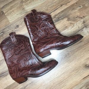 TicTacToe Vintage Tooled Leather Boots